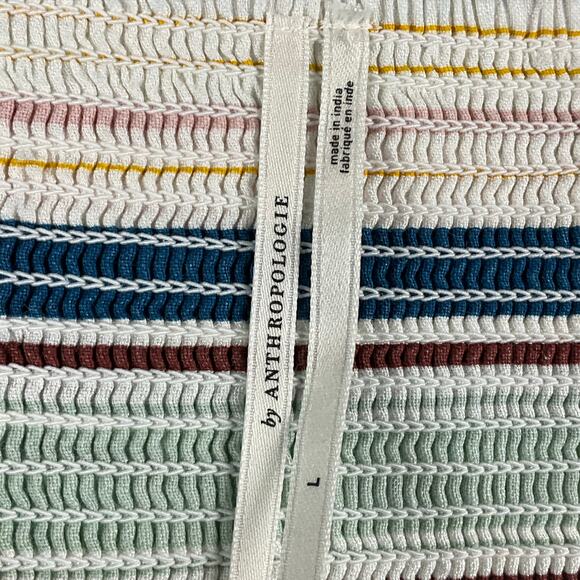 ANTHROPOLOGIE Keyhole Mini Dress Linen sz Lg NEW Boho Milkmaid Festival Indie - Picture 10 of 15